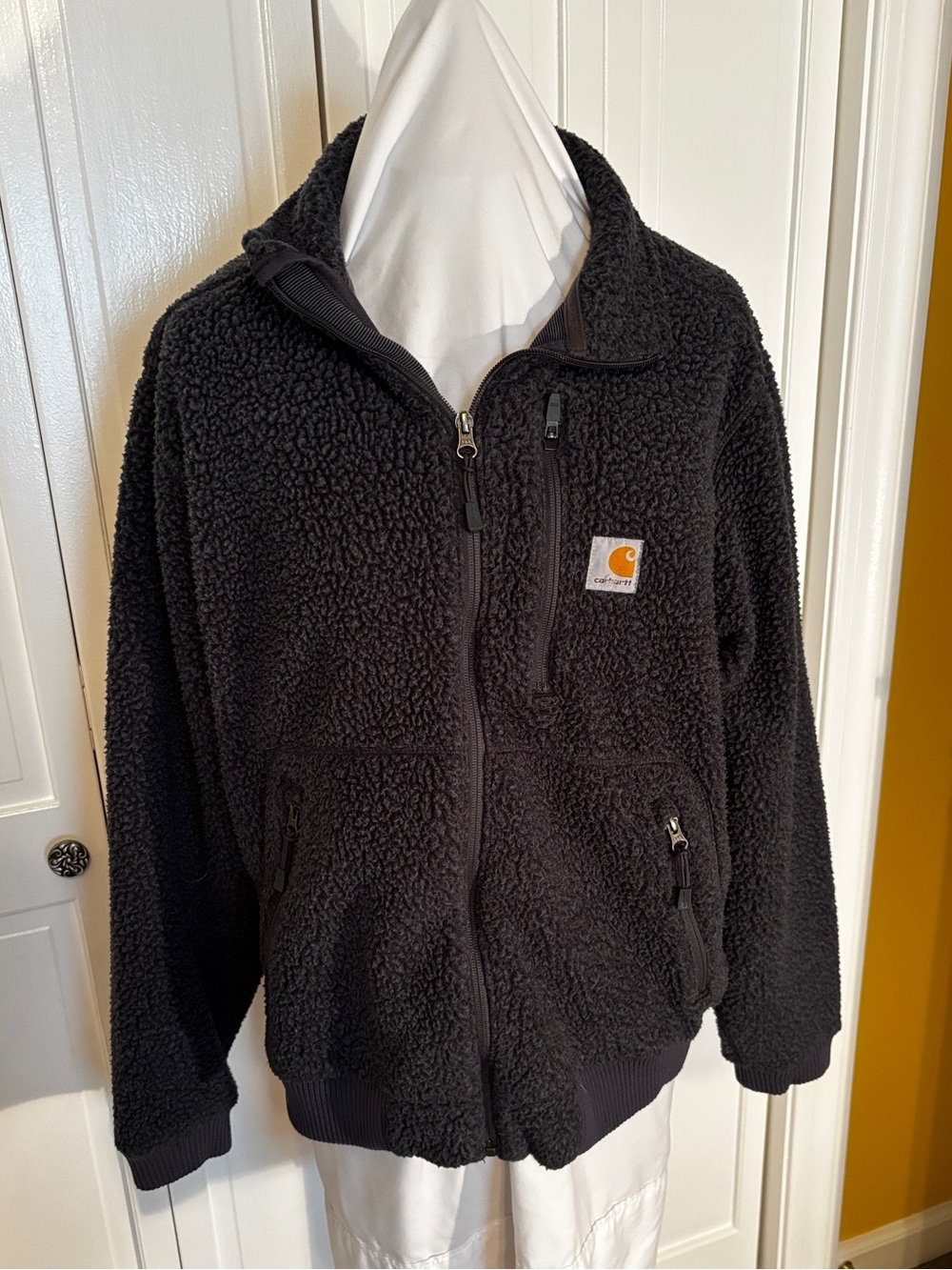 Carhartt Black Sherpa Zip-Up Jacket with Chest Logo